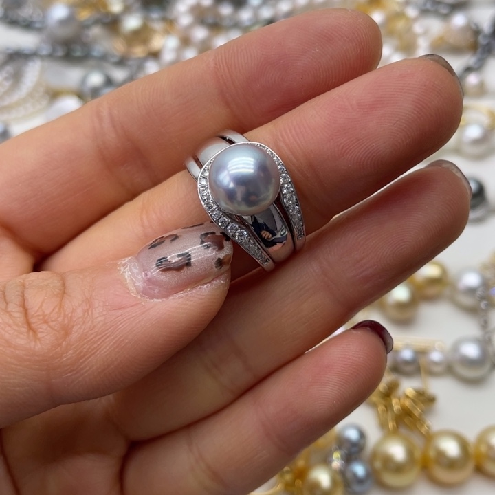 海水珍珠戒指银S925镶嵌