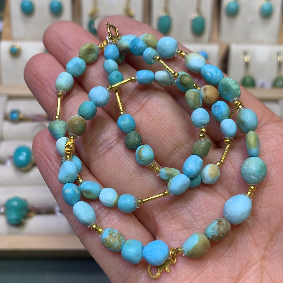 绿松石项链18K金镶嵌