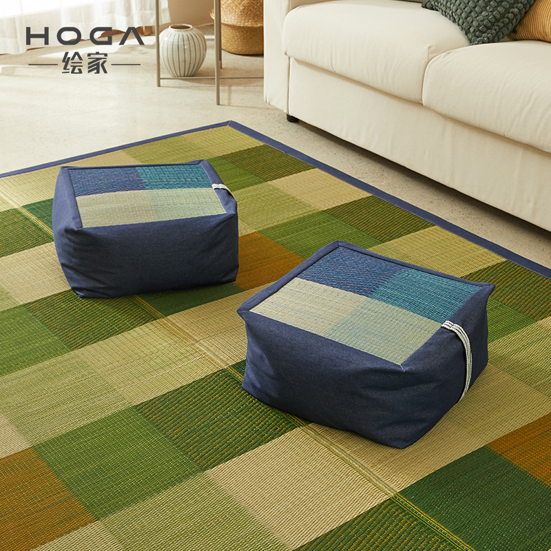 绘家·【三合】懒人坐垫日式方坐垫榻榻米垫喝茶家用天然草编坐垫