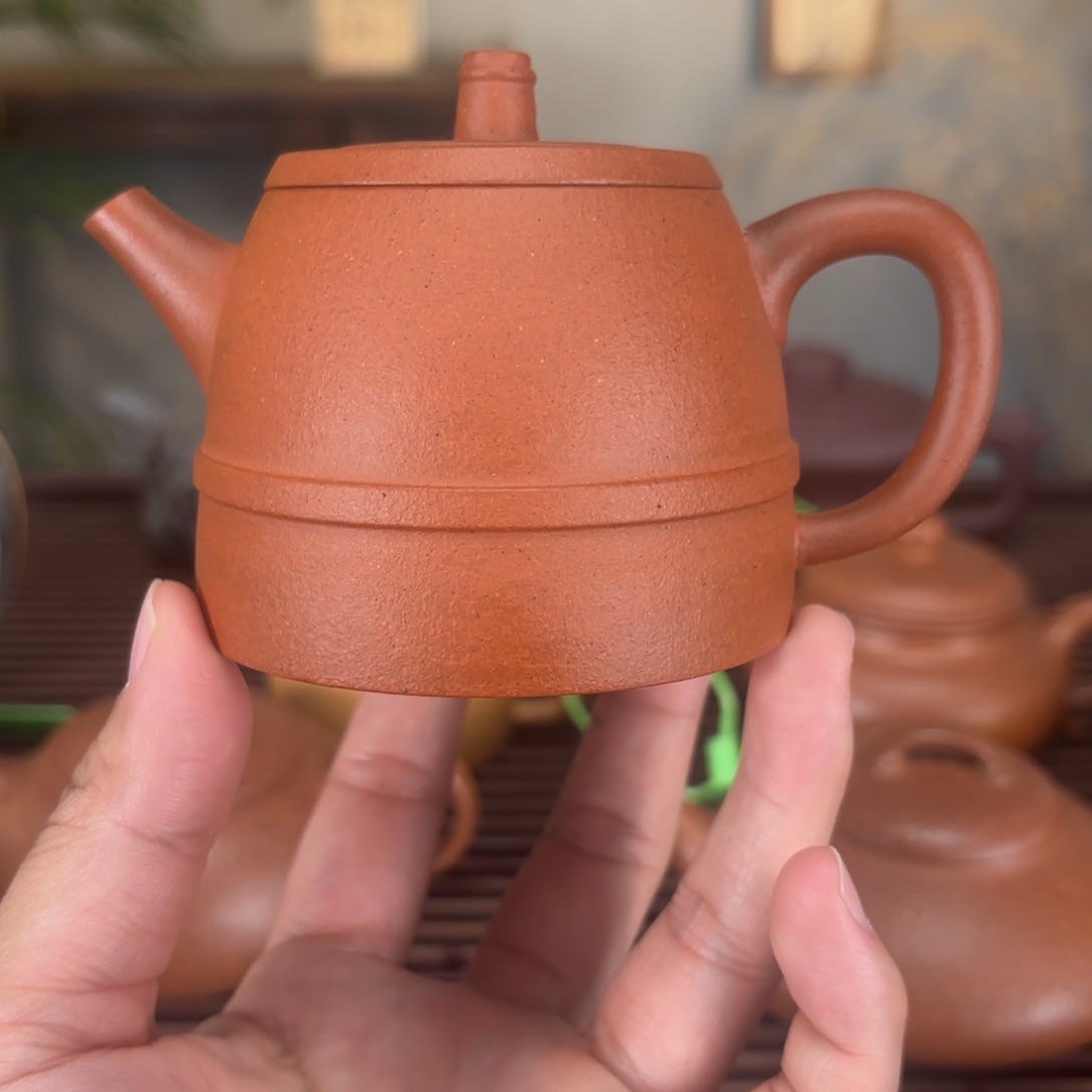 紫砂茶壶零添加大红泥腰线150毫升一物一检测