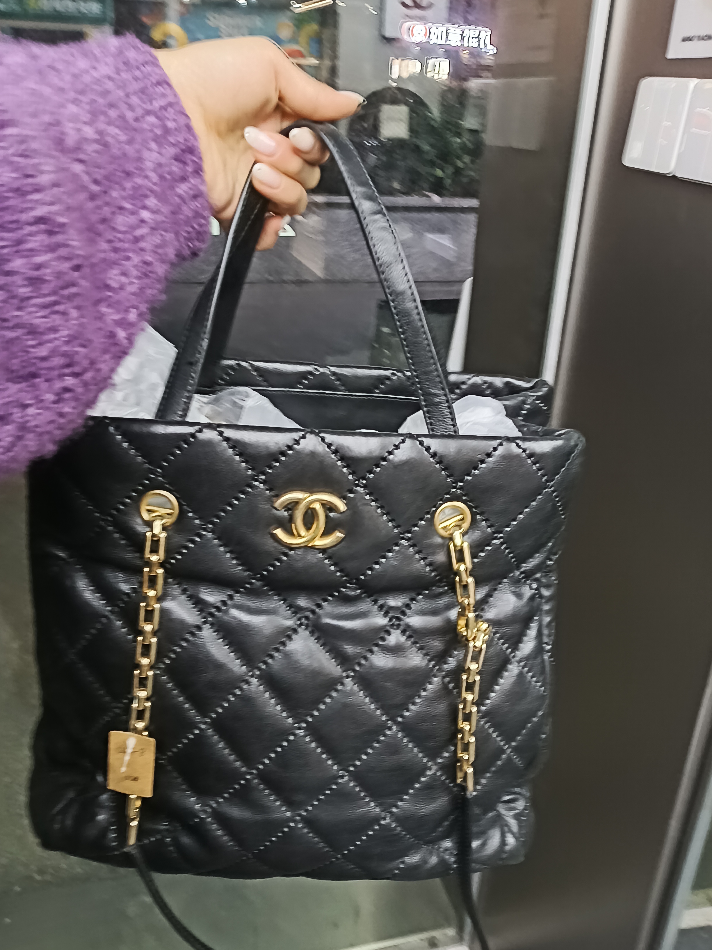 95新 Chanel/香奈儿 黑色轻奢时尚百搭潮流女士包包小众设计感
