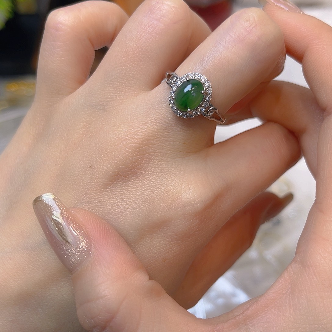 翡翠银S925镶嵌戒指