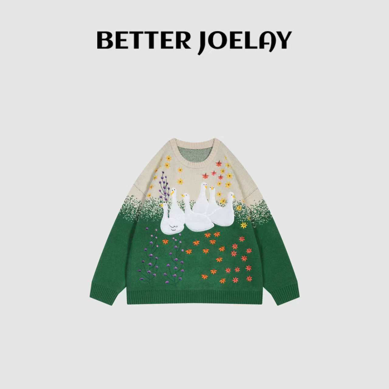 BETTER JOELAY-【绿野天鹅】时尚针织套头毛衣慵懒LL6539