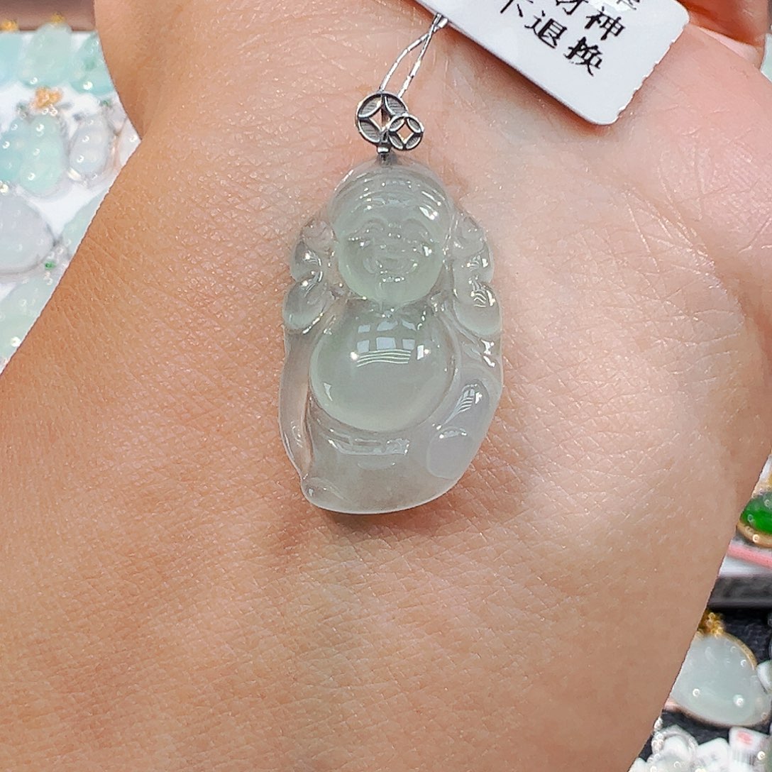 吊坠(不含链)18K金镶嵌翡翠财神爷