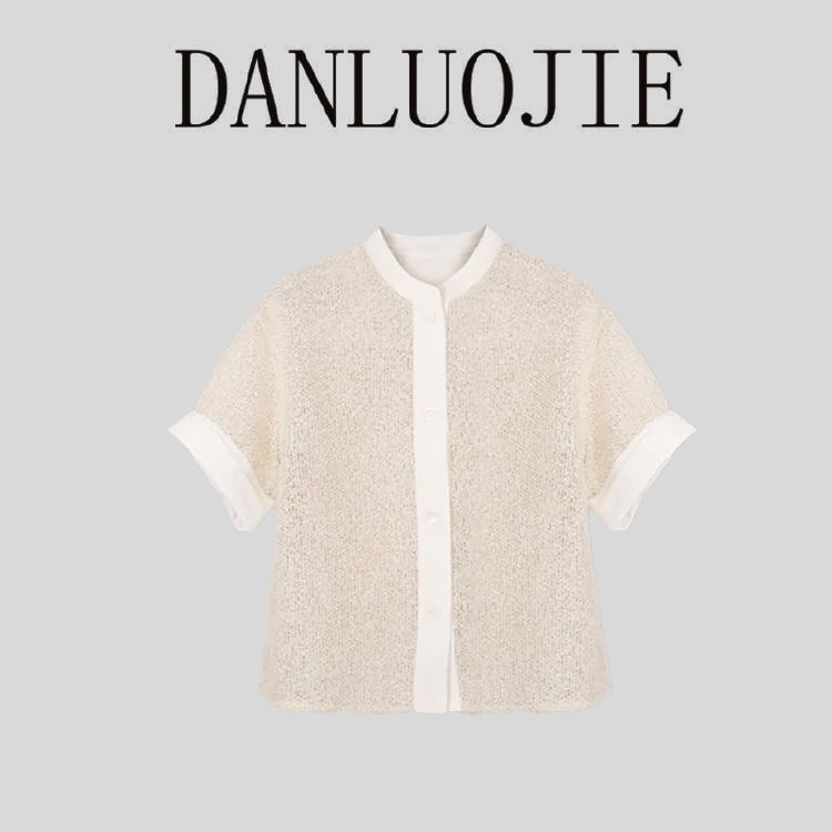 丹珞婕 白莲花俱乐部 40支亚麻进口机织小香风舒适透气 春夏 衬衫