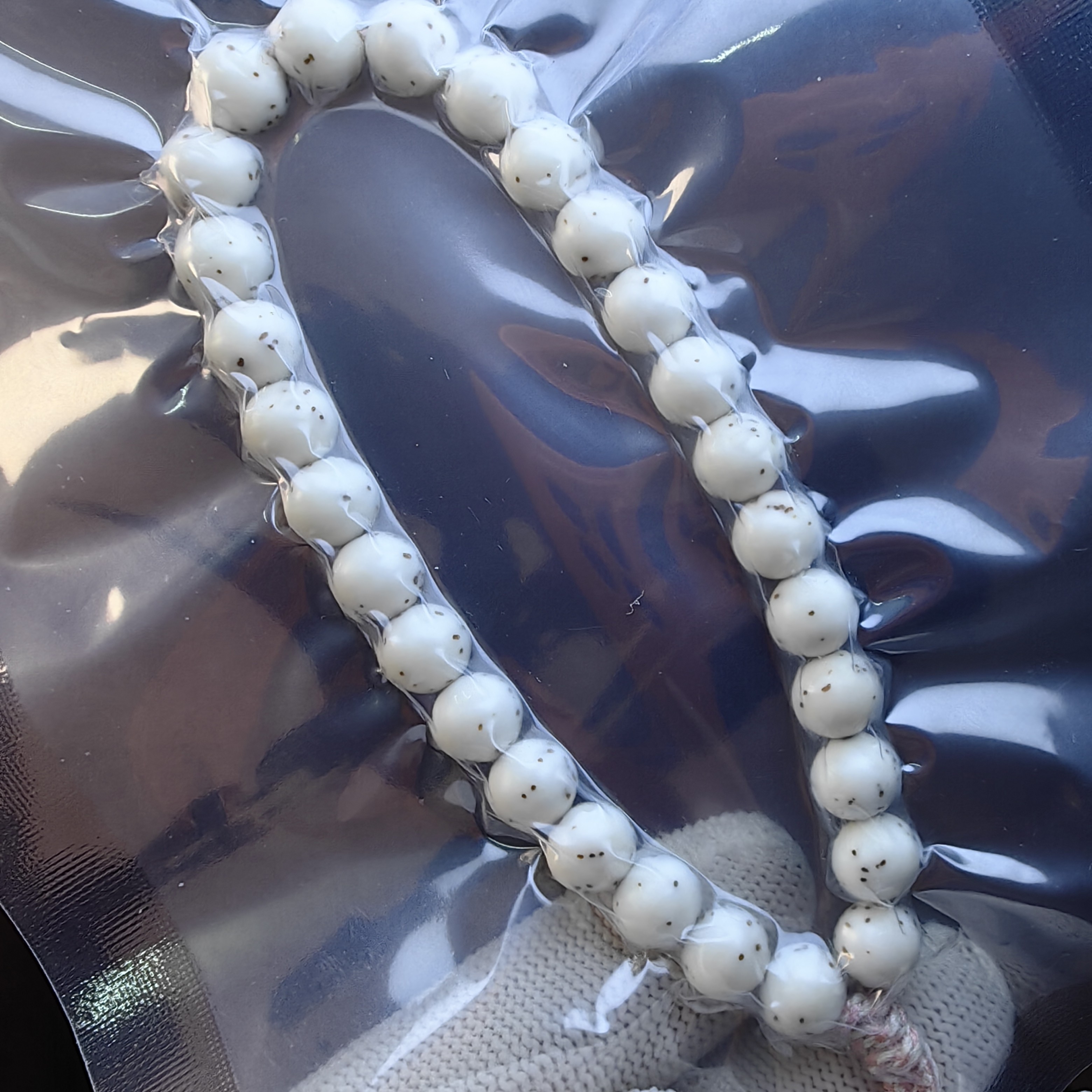 8mm 正月骨瓷白圆珠手持石玉料星月菩提