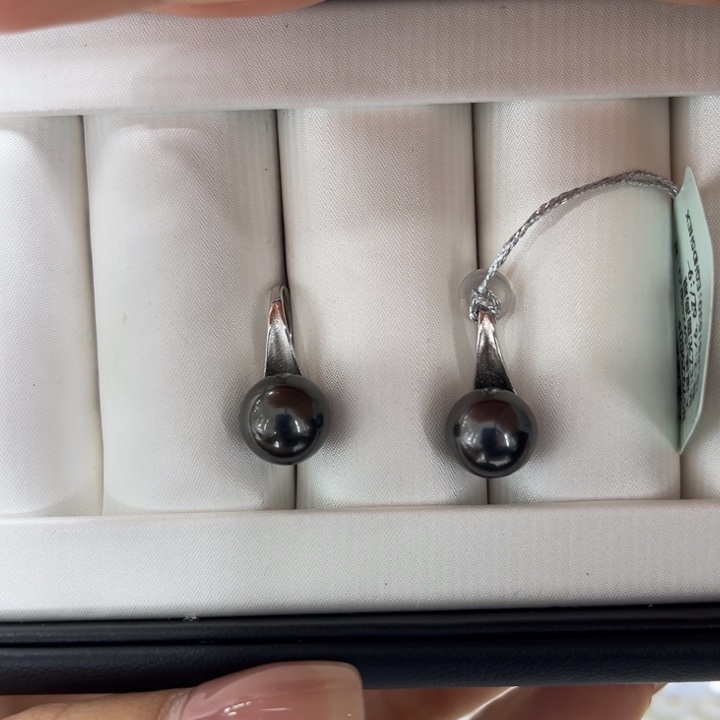 海水珍珠耳饰银S925镶嵌9-10mm