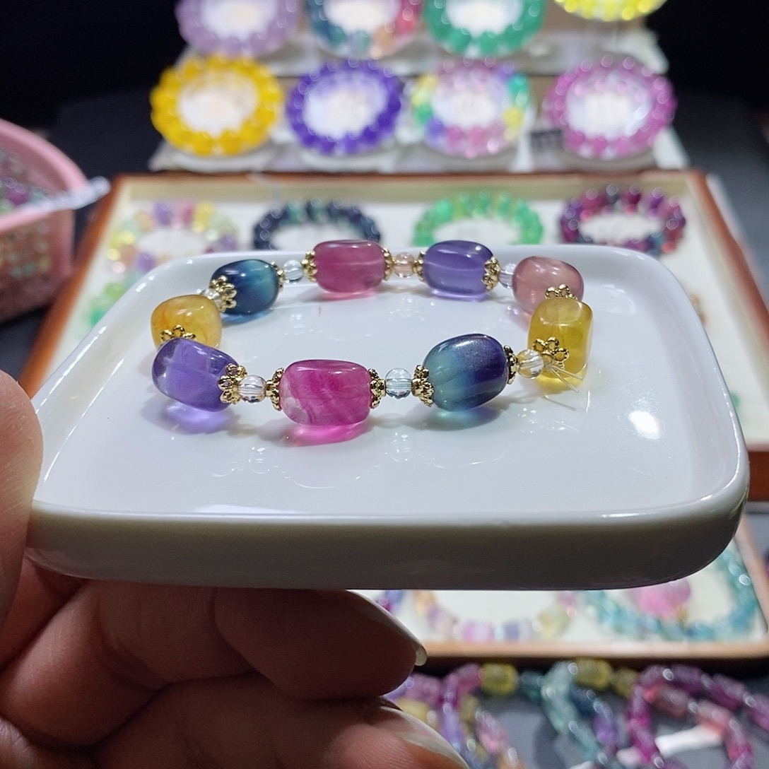 水晶未镶嵌手链彩虹糖豆9加