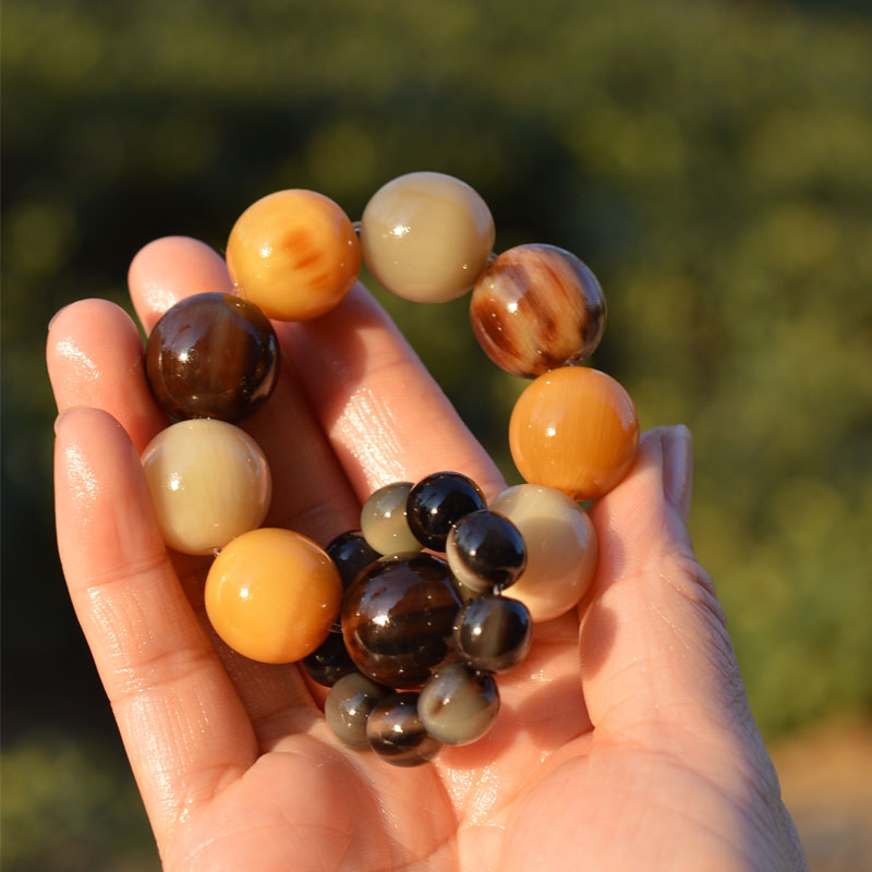 非金属木质手链 精品金丝牛角多宝多福小手捻跑环指尖文玩盘玩