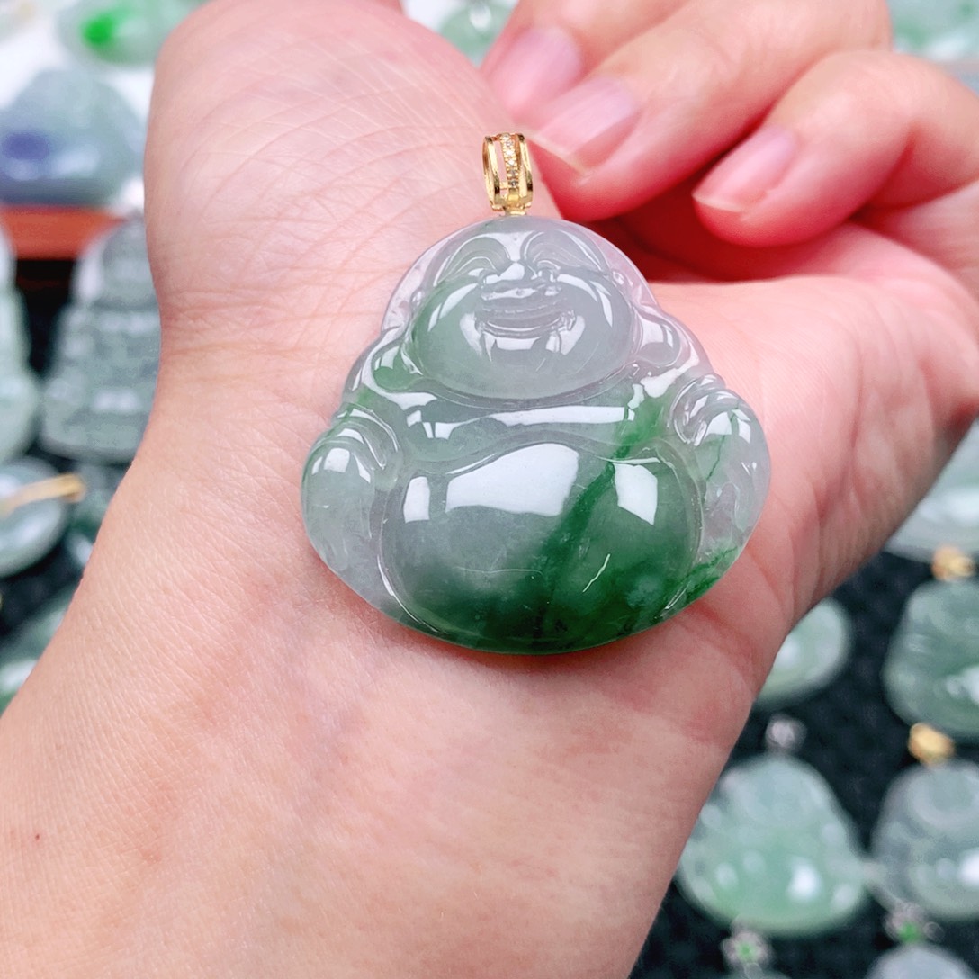 翡翠吊坠(不含链)18K金镶嵌