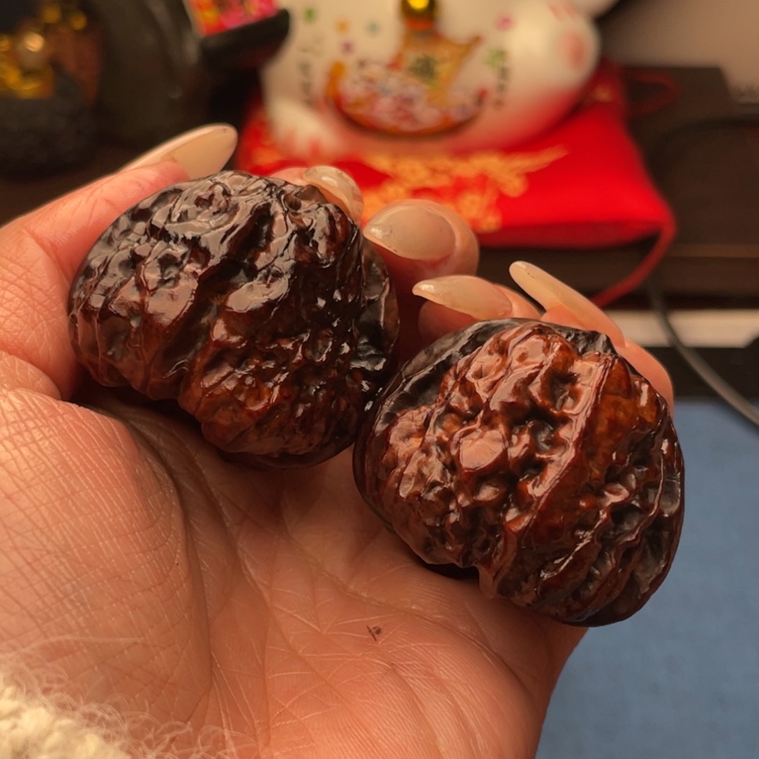 吊坠文玩核桃开背彩蛙