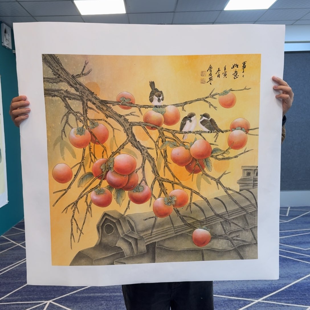 国画李庆友四尺斗方花鸟