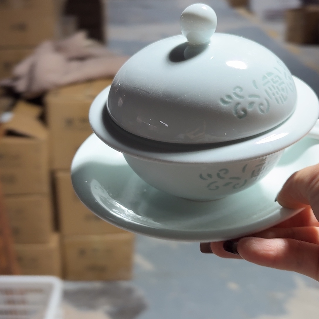 白瓷景德镇炖盅一套微瑕