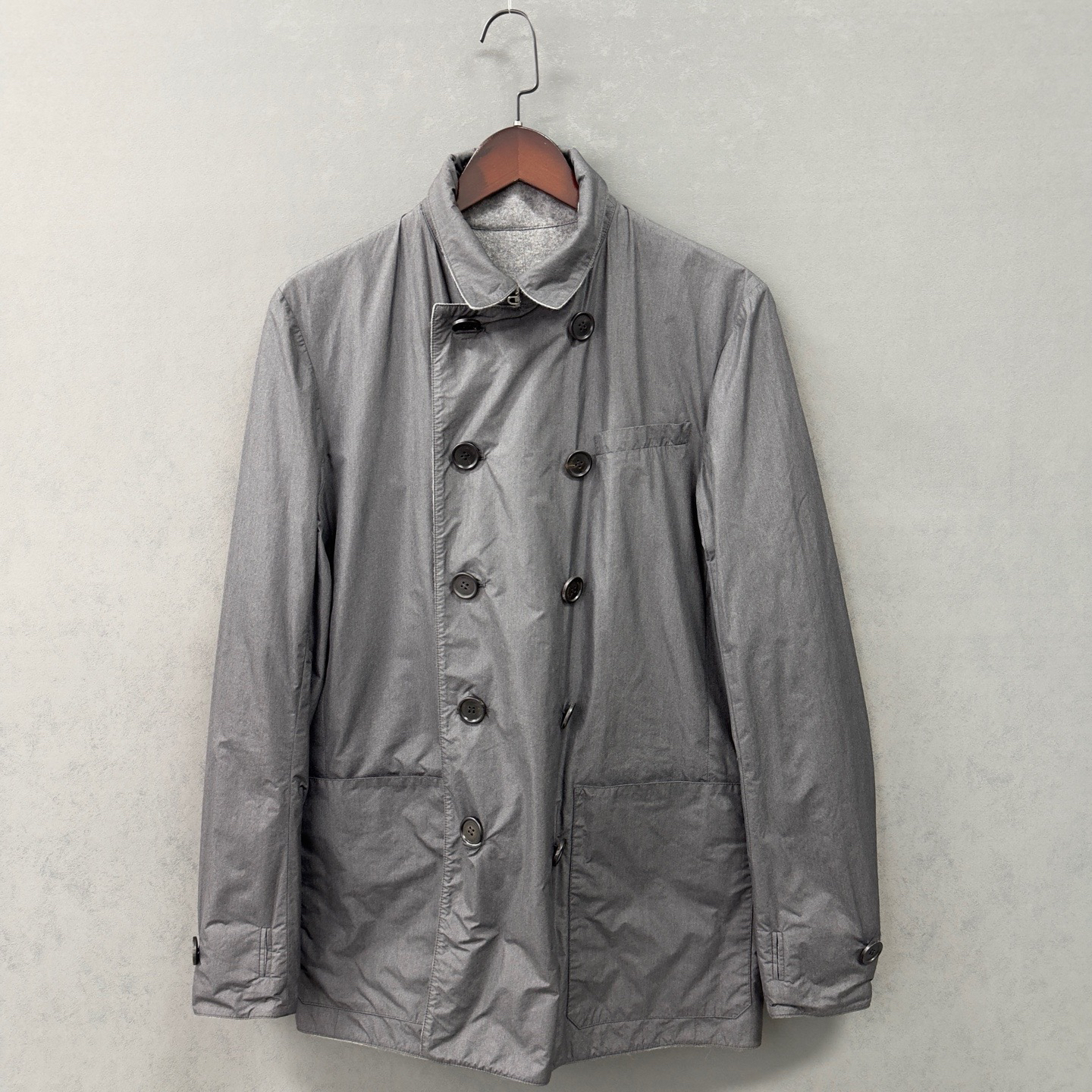 95新 DIOR/迪奥 灰色羊毛双面外套 风衣 薄毛呢夹克48码 ys001207