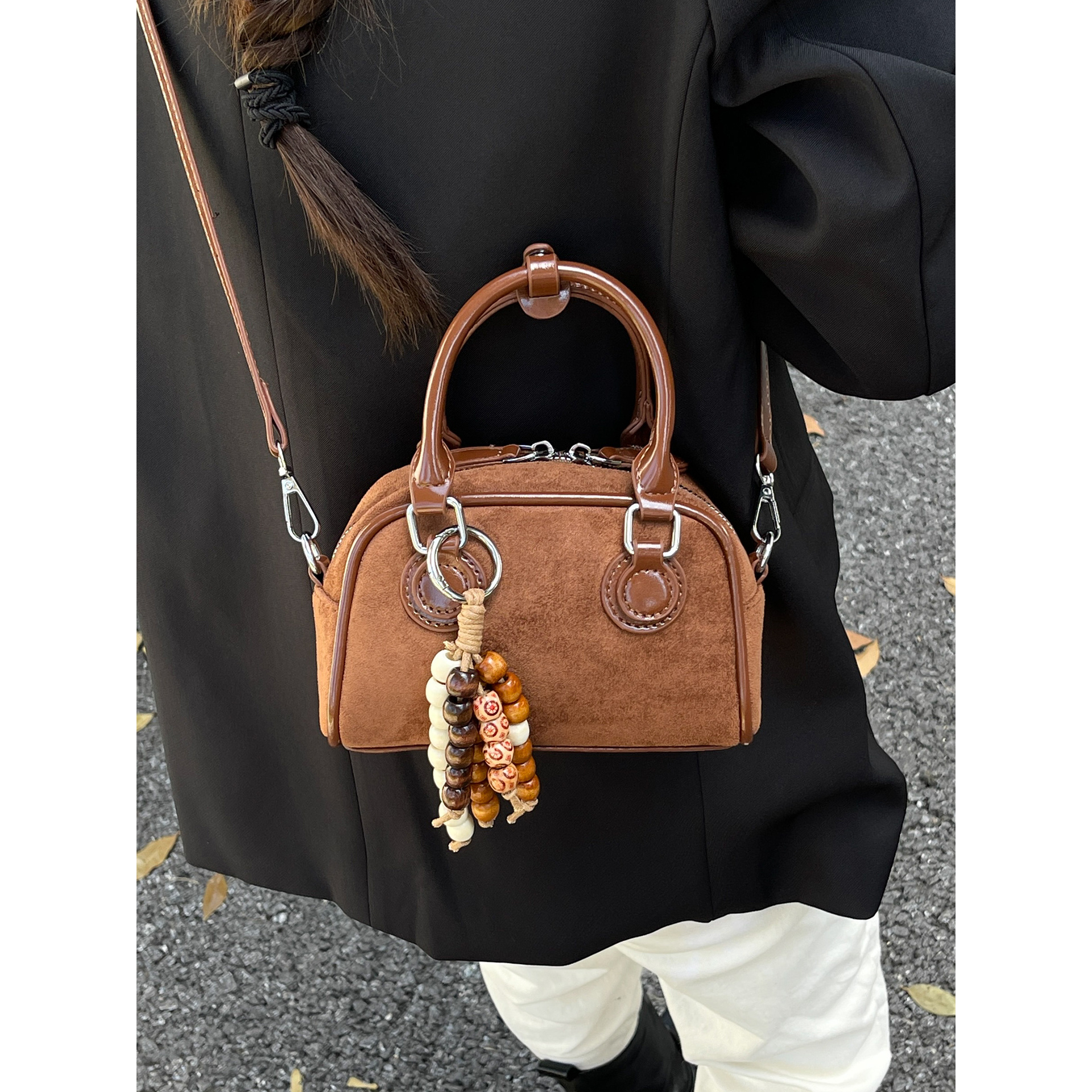 磨砂麂皮手拎小包包女2025新款时尚迷你复古枕头包秋冬百搭斜挎包