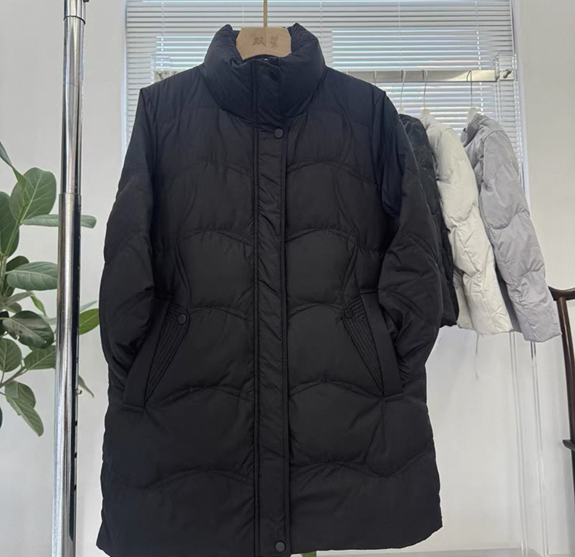 长款中长款连帽长袖加厚女士户外立领直筒型