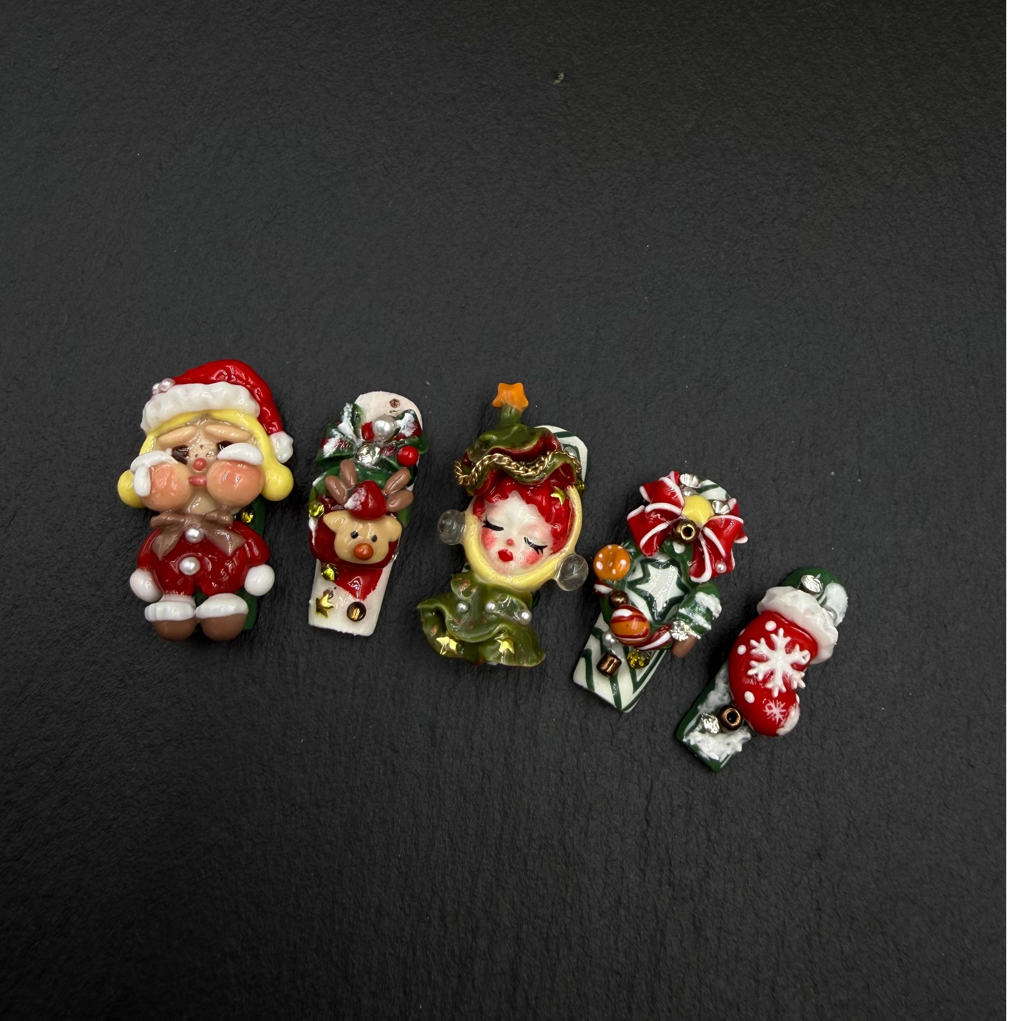 安夏 圣诞糖 10片 纯手工重工设计娃娃款穿戴甲