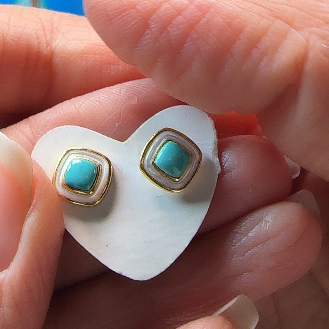 绿松石银S925镶嵌吊坠(不含链)