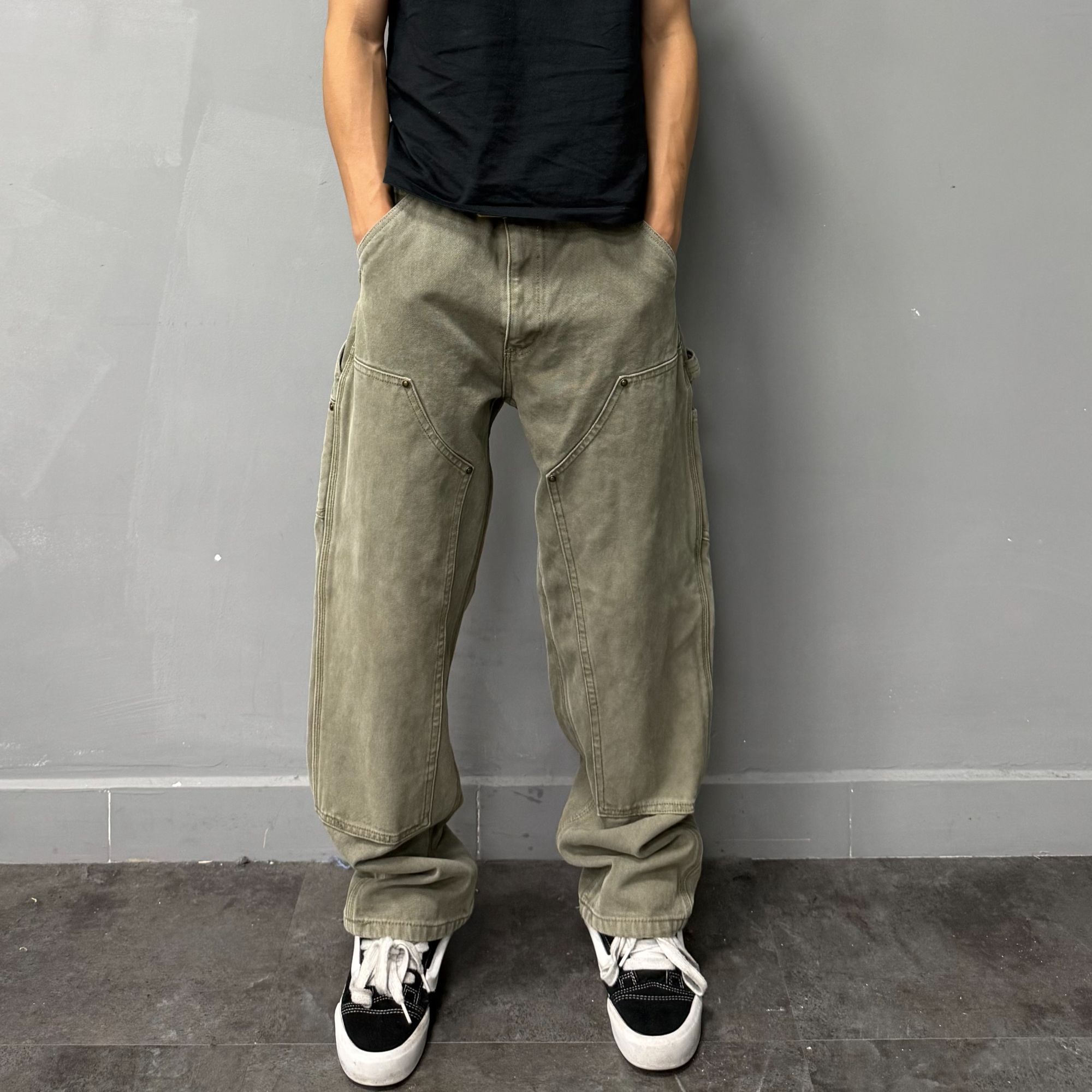 美式复古工装裤B01苔藓绿