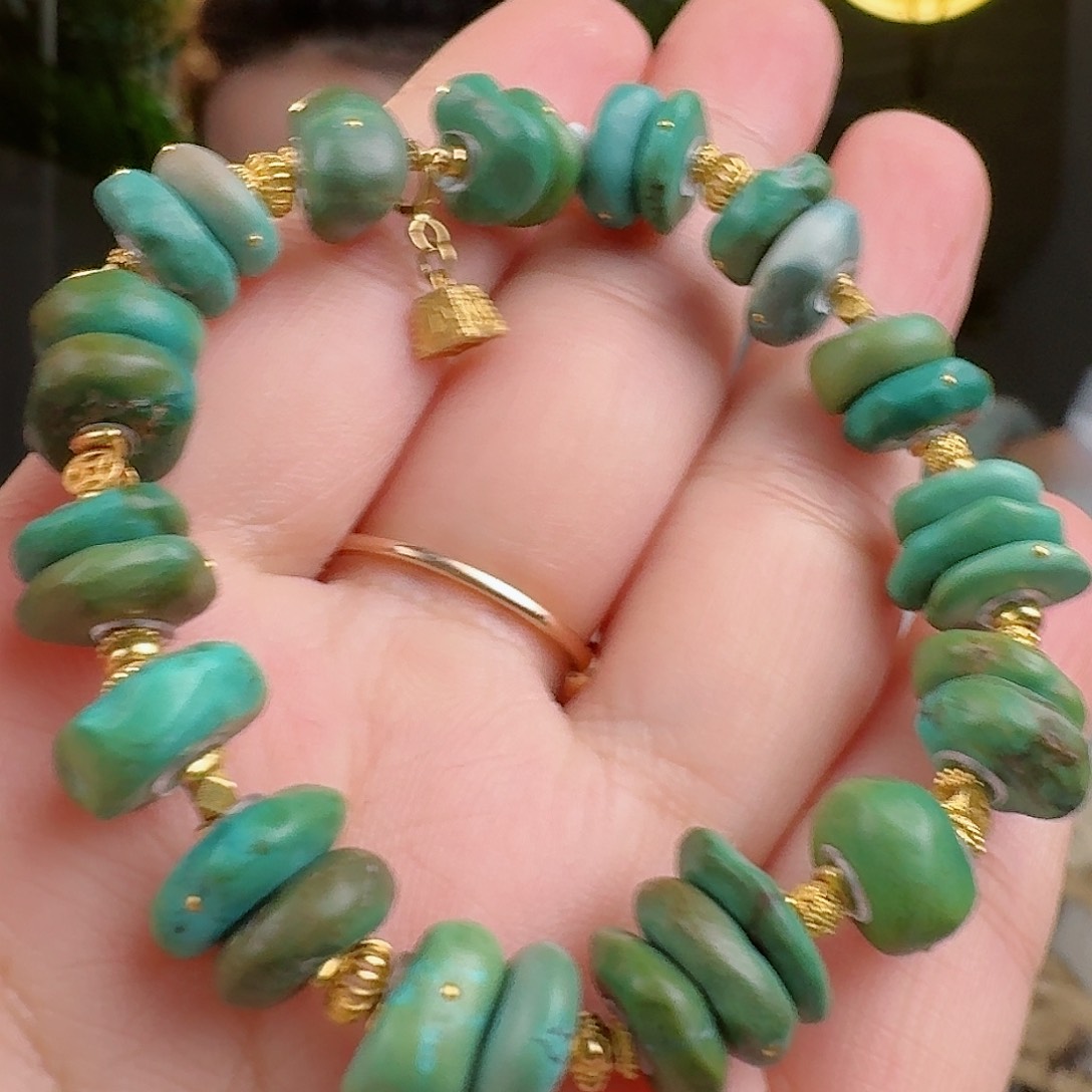 绿松石珠宝奇石18K金镶嵌