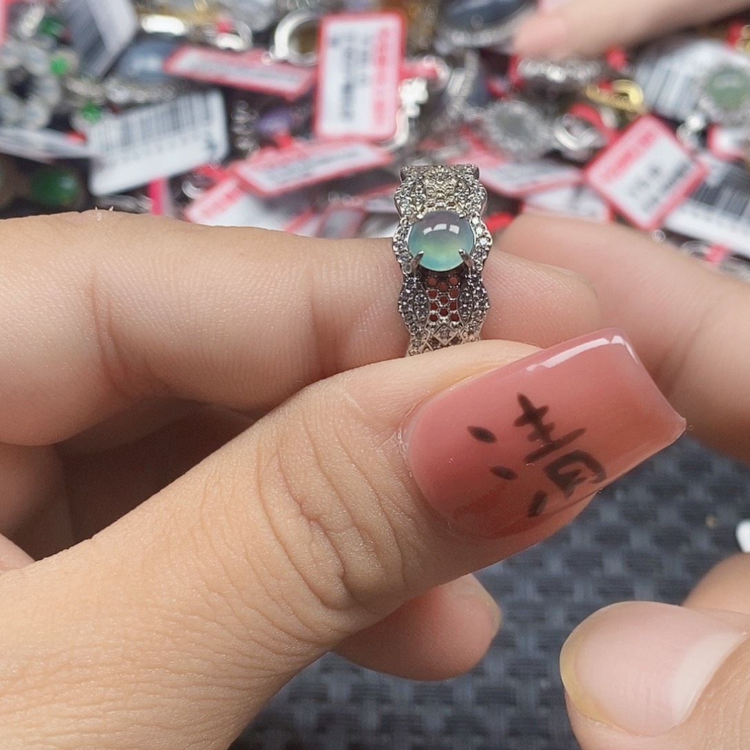 翡翠银S925镶嵌戒指