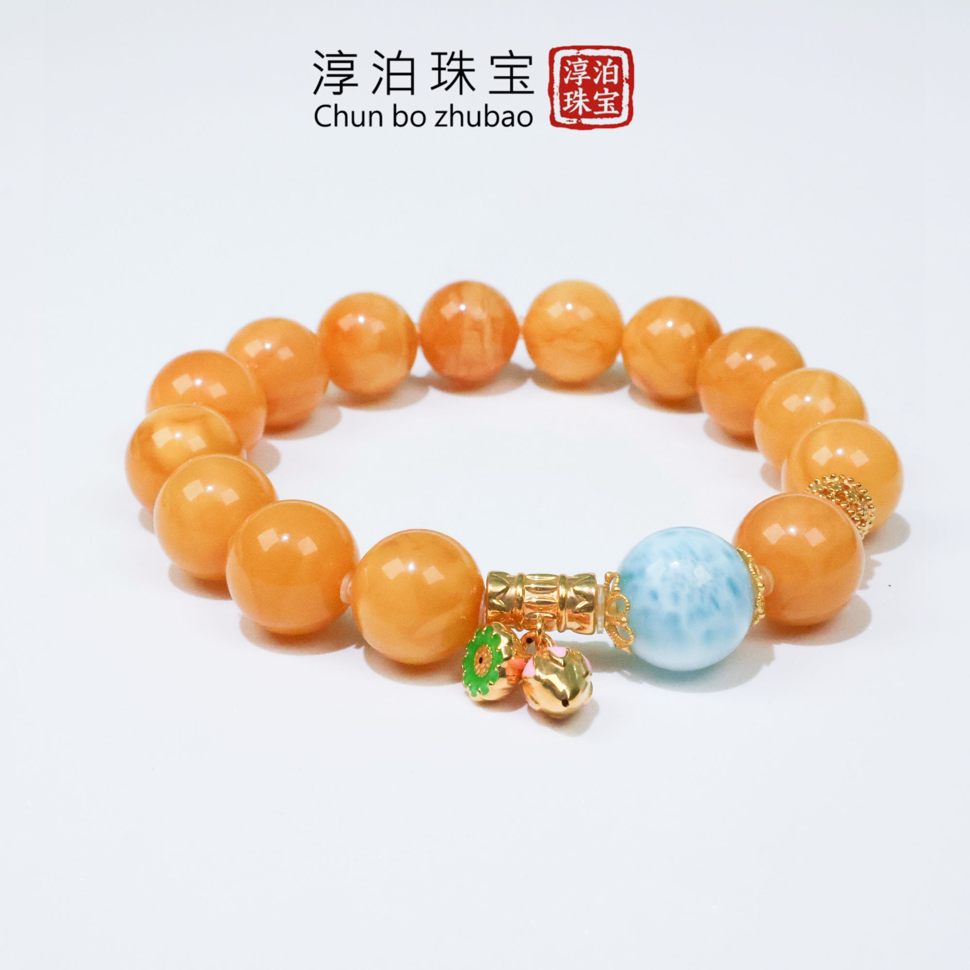 【天然花蜜蜡手串+海纹石+18K金】 轻奢时尚小众气质 多样性发其一