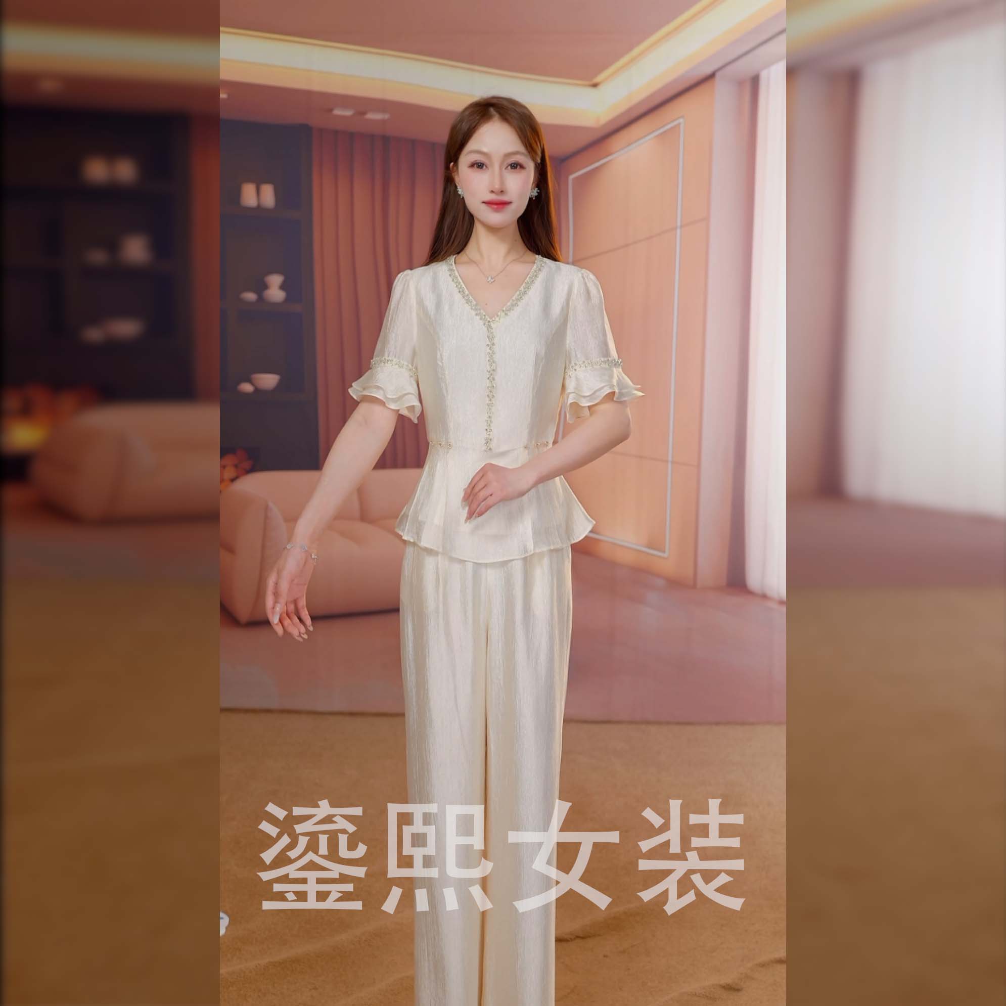 【鎏熙女装】25A-285气质休闲夏季两件套时尚减龄套装女装