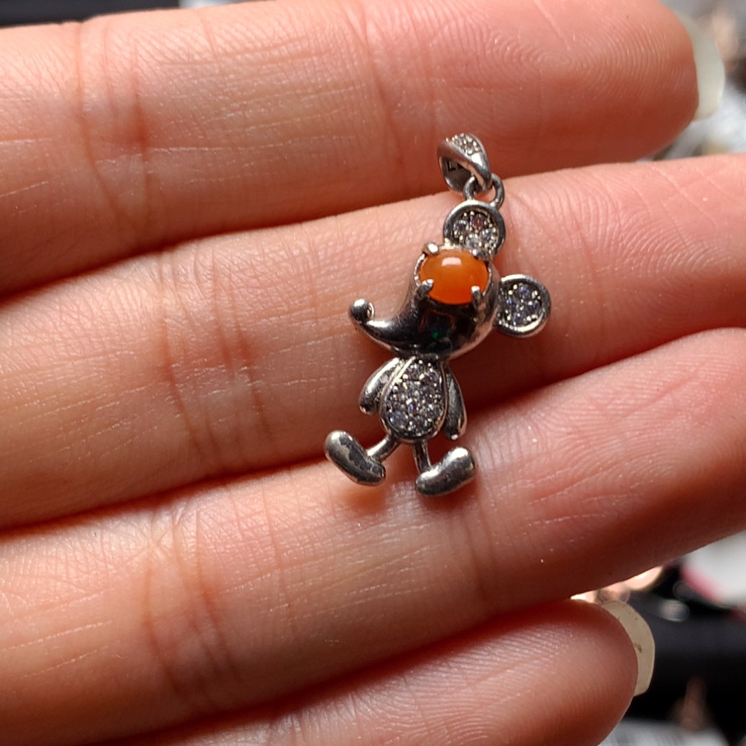 翡翠戒指银S925镶嵌天然翡翠吊坠