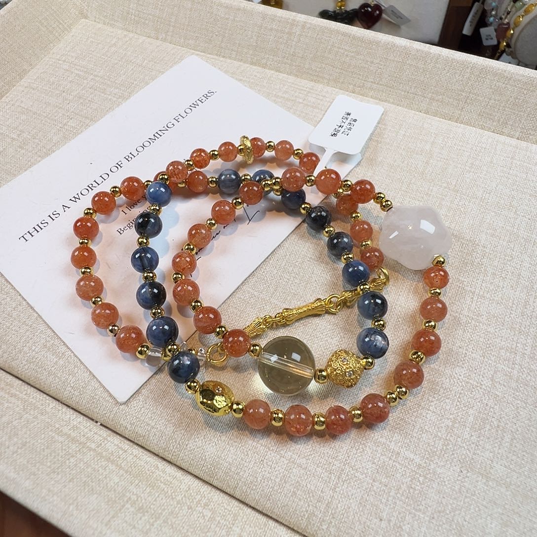 未镶嵌水晶手链阿鲁沙蓝晶石黄水晶