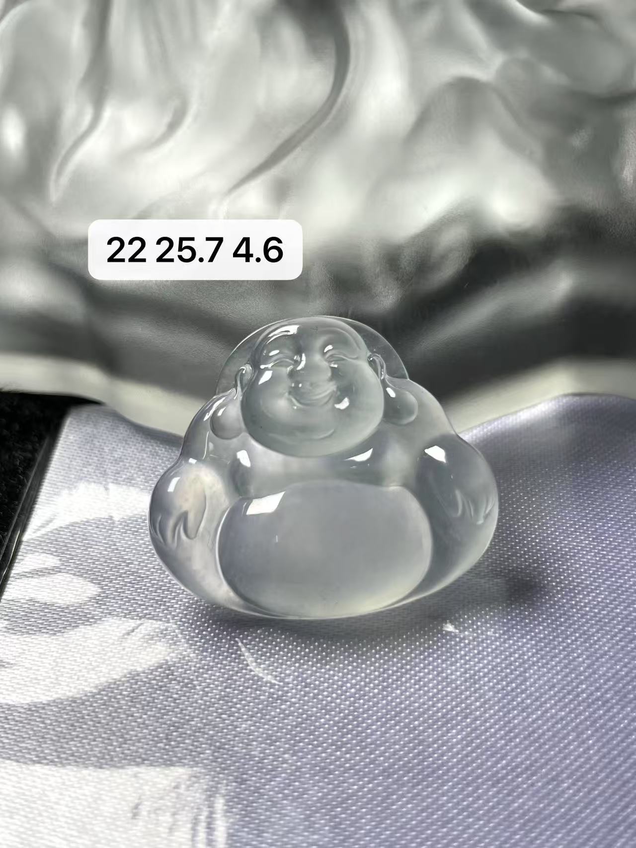 天然a货缅甸翡翠玻璃种纯净起光佛公吊坠