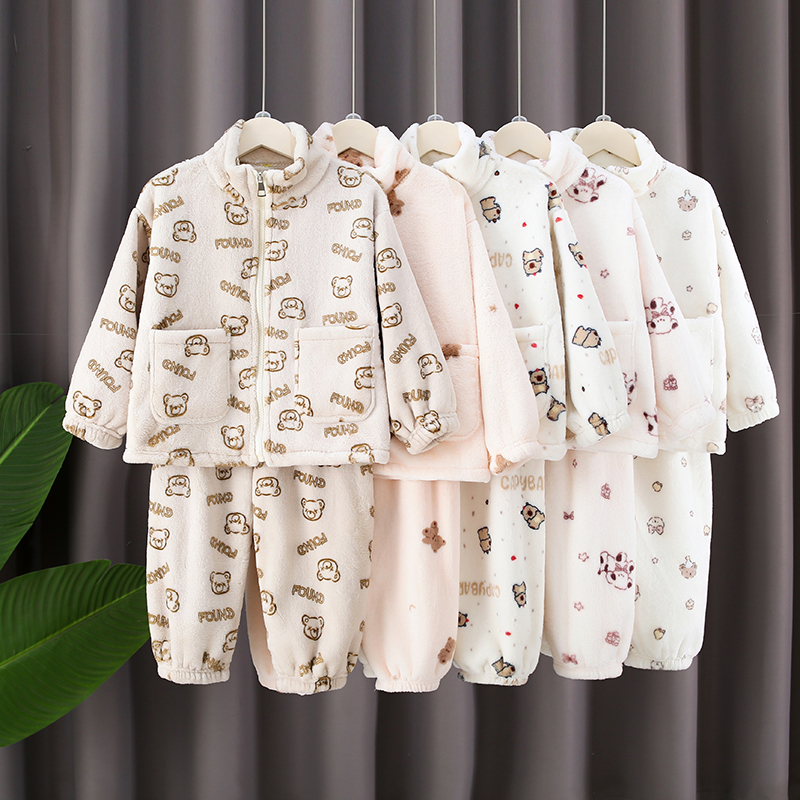 新款儿童睡衣法兰绒套装中大童秋冬季家居服男宝宝幼儿睡衣秋冬