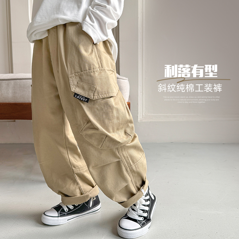 海妈家男童纯棉工装裤儿童休闲长裤大童春秋新款男孩秋装|25ak12