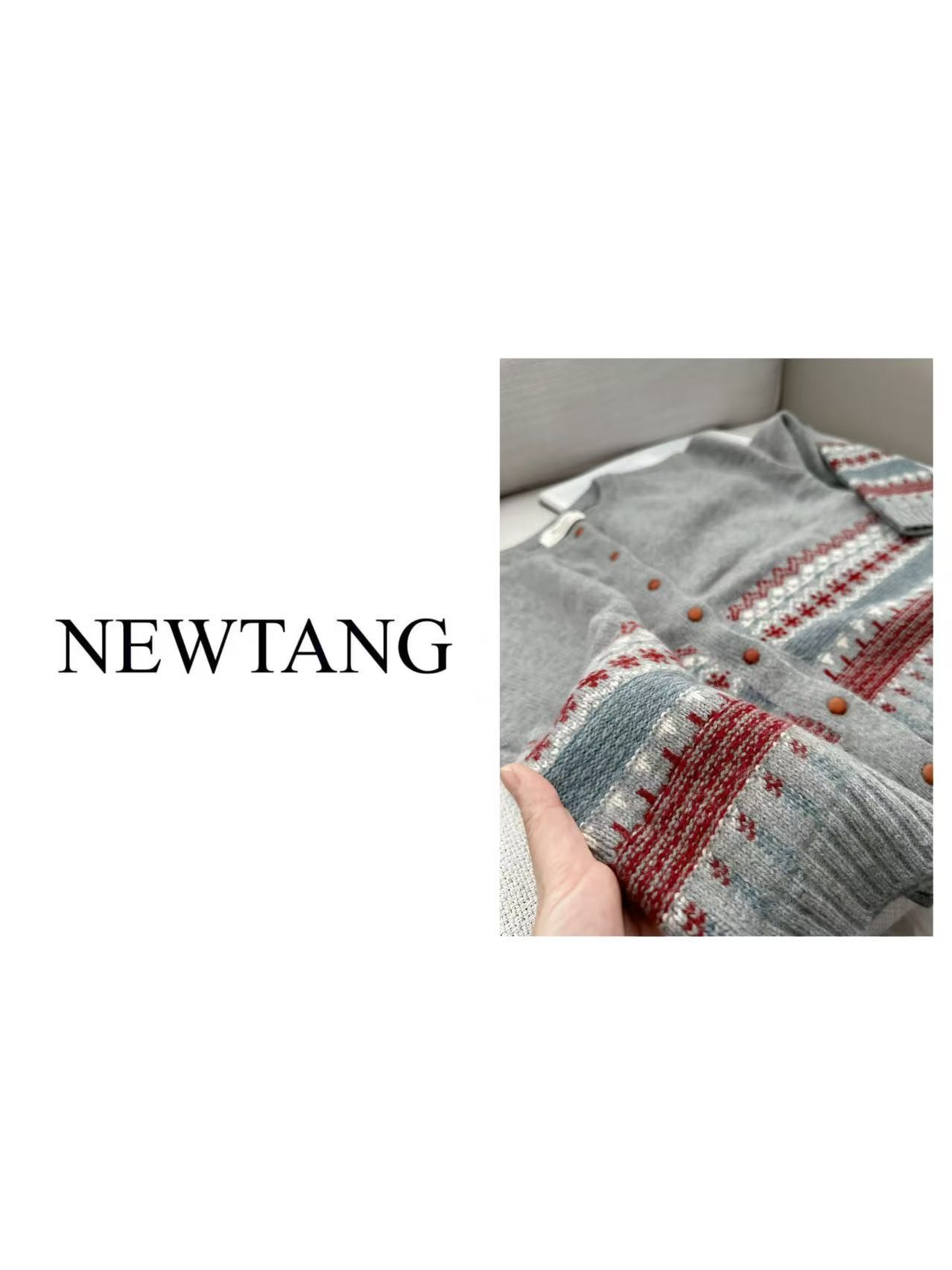 【节日氛围】344复古提花毛衣圣诞长袖针织开衫