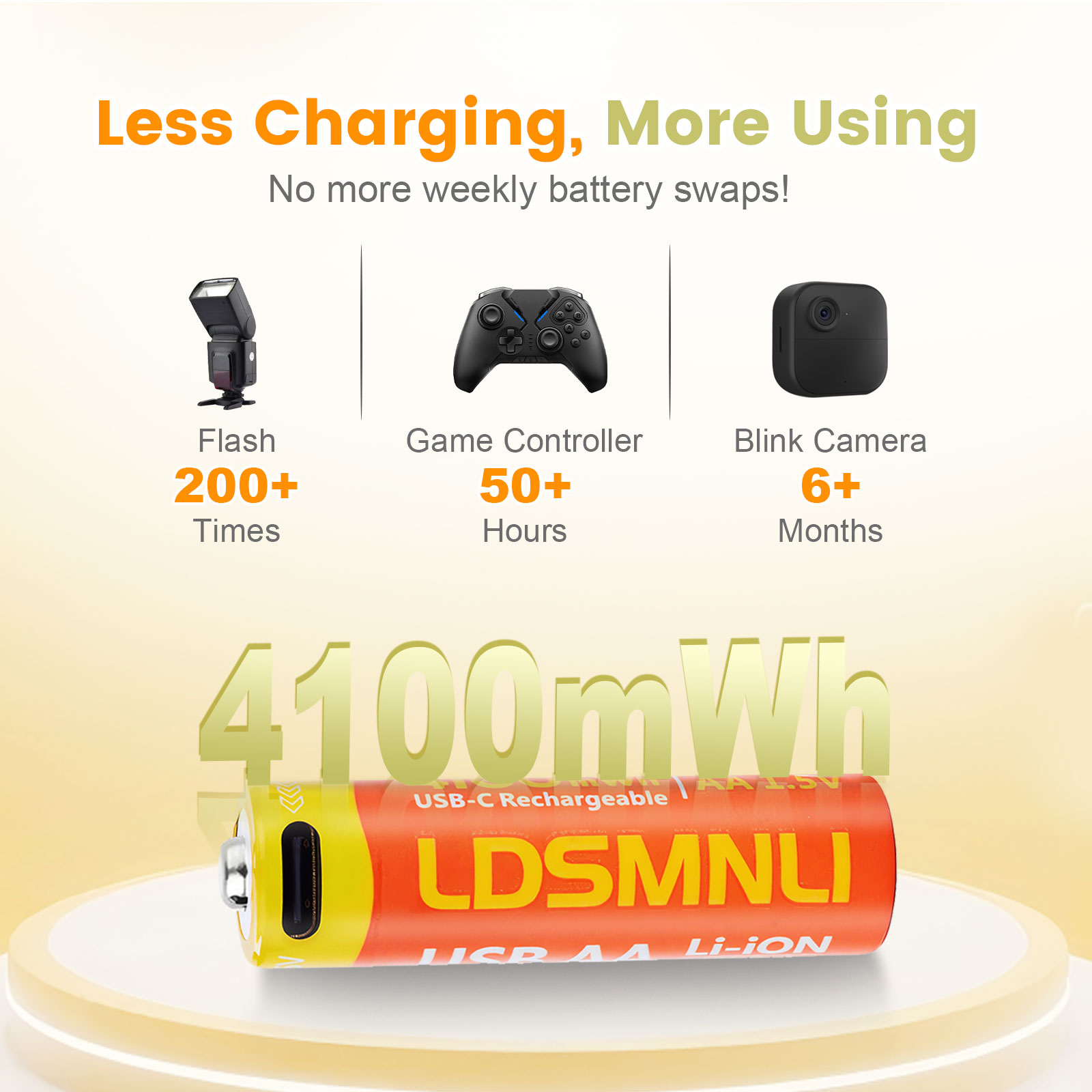 智能锁可充电4100mWh5号USB-C变压电池