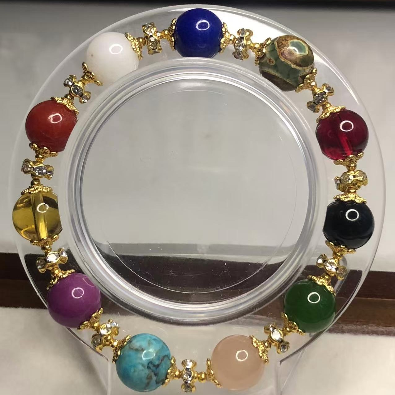 铜合金莫桑石手链 多色复古风时尚手工手链气质