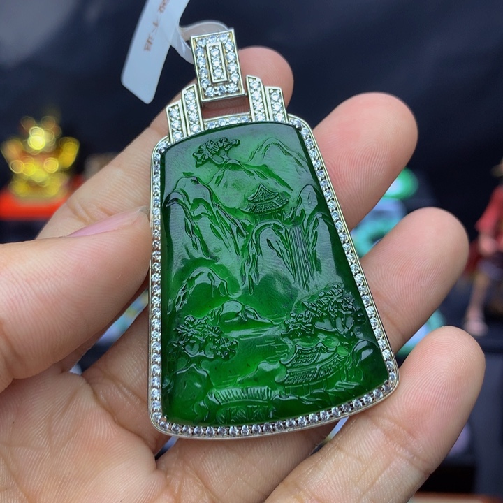 翡翠手链银S925镶嵌翡翠 