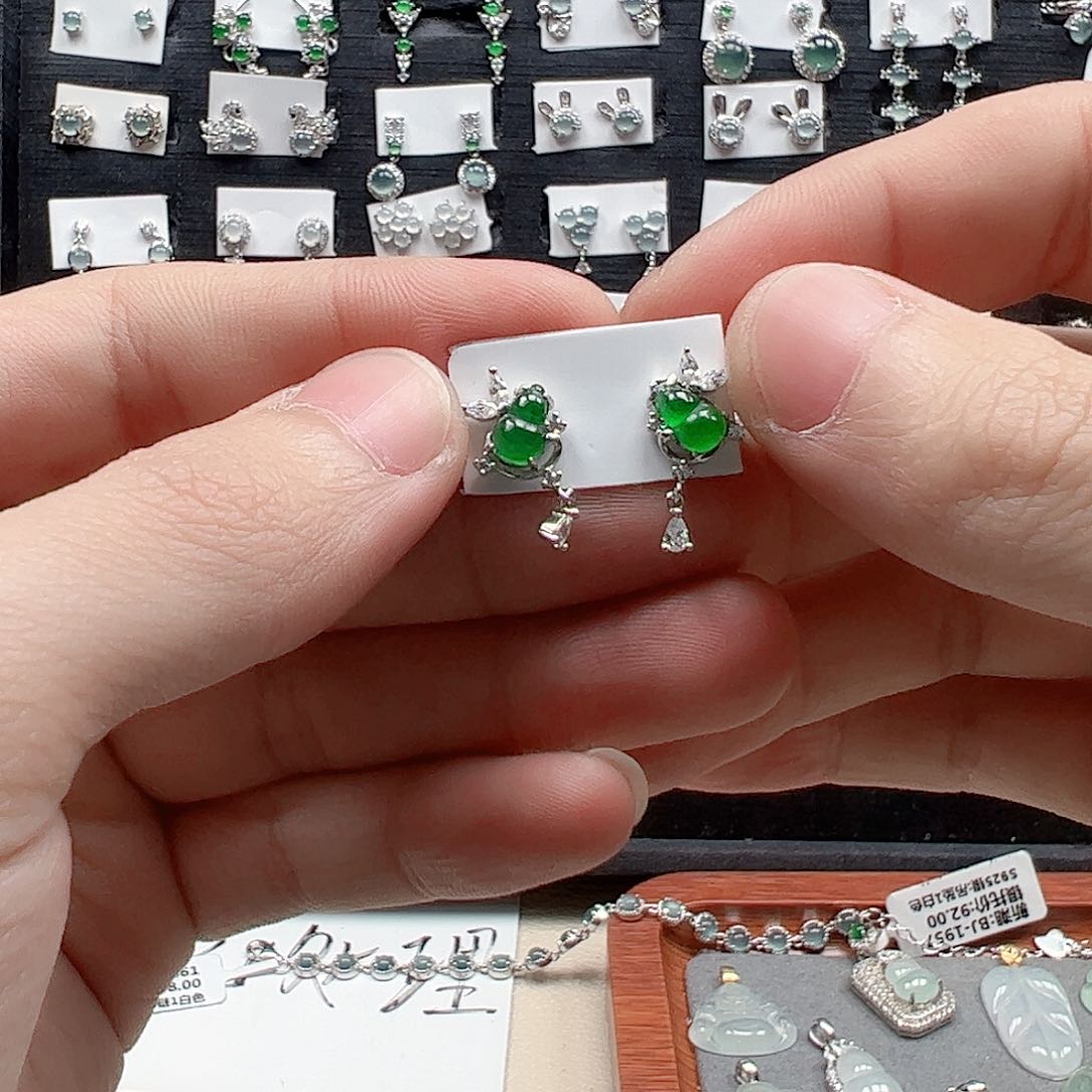 翡翠手链银S925镶嵌天然翡翠A货