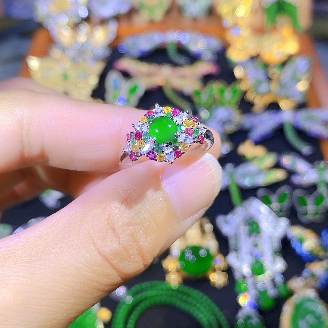 吊坠(不含链)银S925镶嵌翡翠