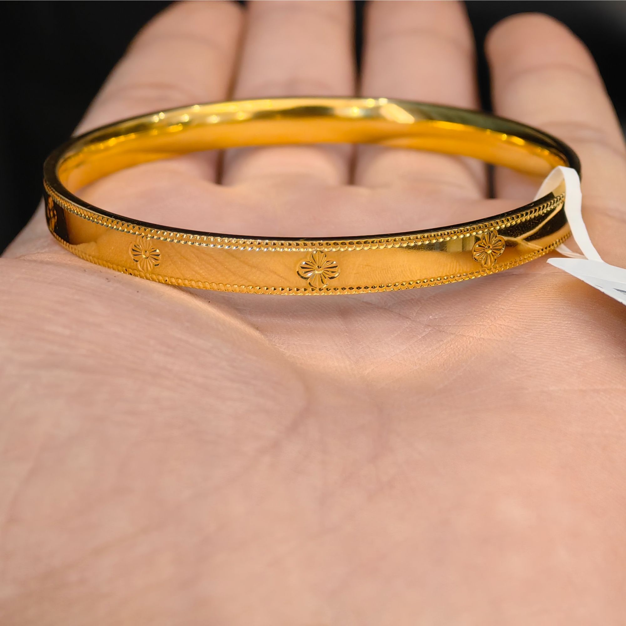 足银手镯 厚金足银999工艺四叶草手镯