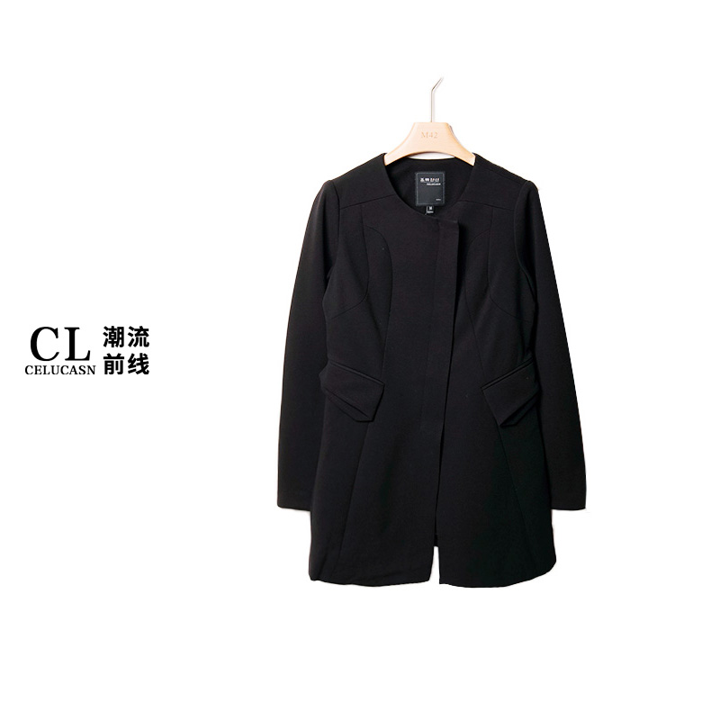 S4QOZ0404#秋冬款女士通勤修身中长款风衣外套时尚气质百搭上衣