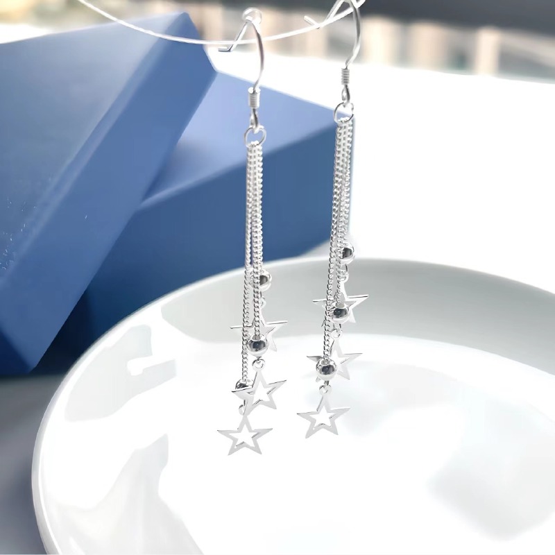 足银耳饰 星星流苏耳钩轻奢显瘦气质超仙个性耳吊百搭节日礼物女