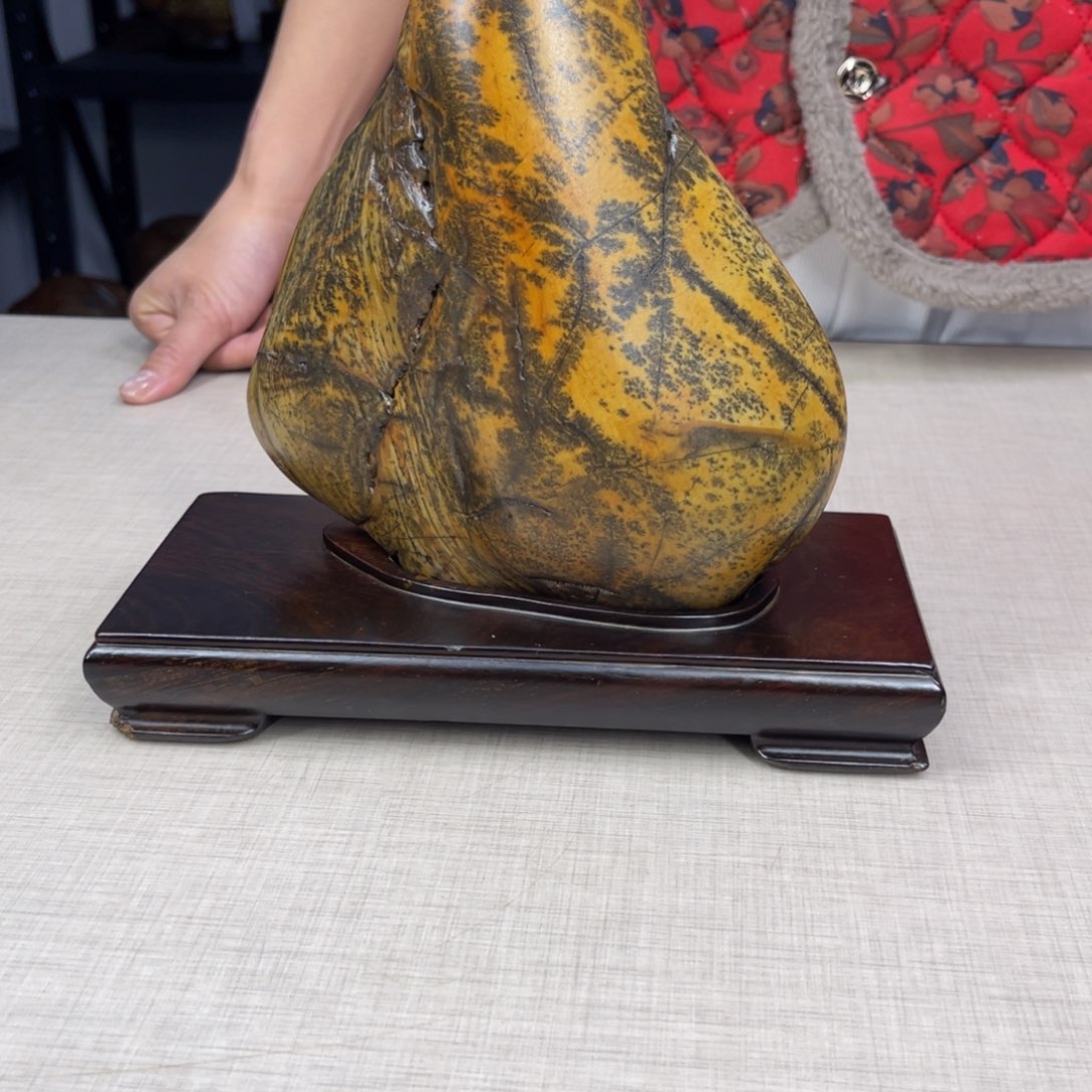 石材广西大化彩玉石配底座