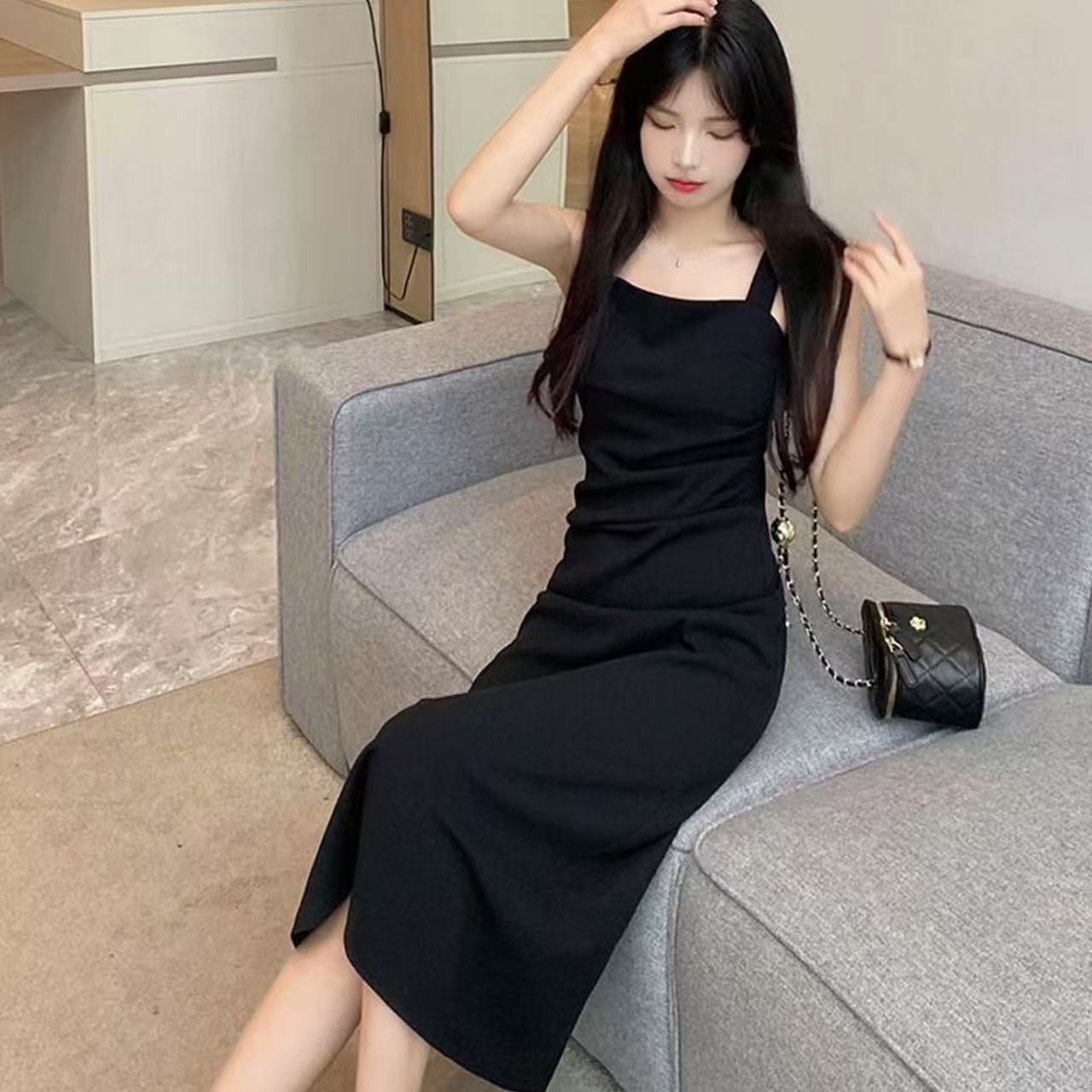 【杭州-意法】NN1907-时尚女装设计感新款连衣裙法式收腰气质显瘦