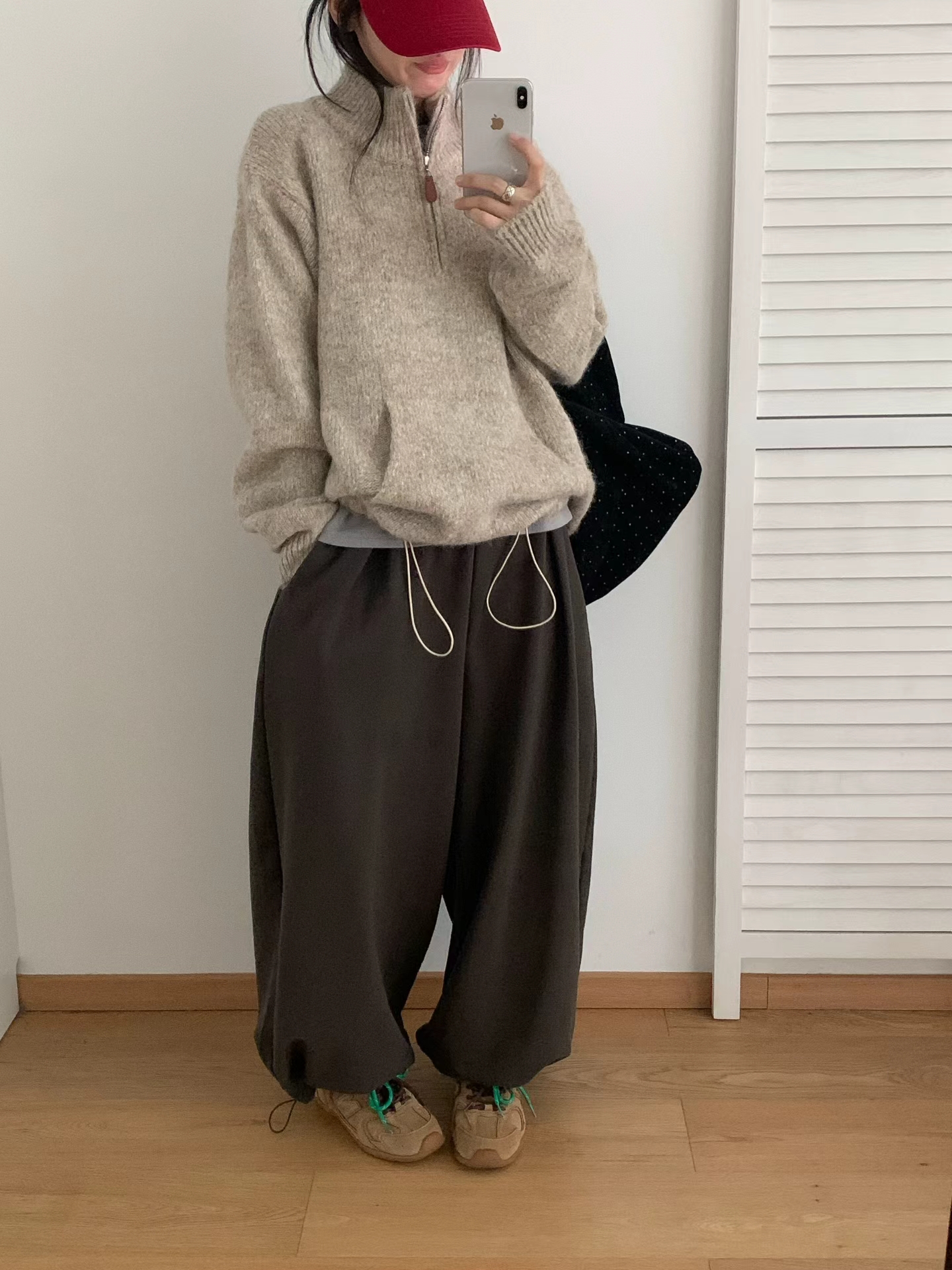 短款高领毛针织衫打底套头半拉链宽松型开衫女加厚针织