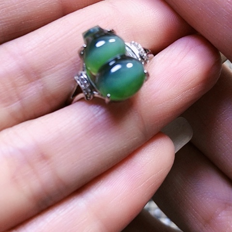 和田玉银S925镶嵌戒指