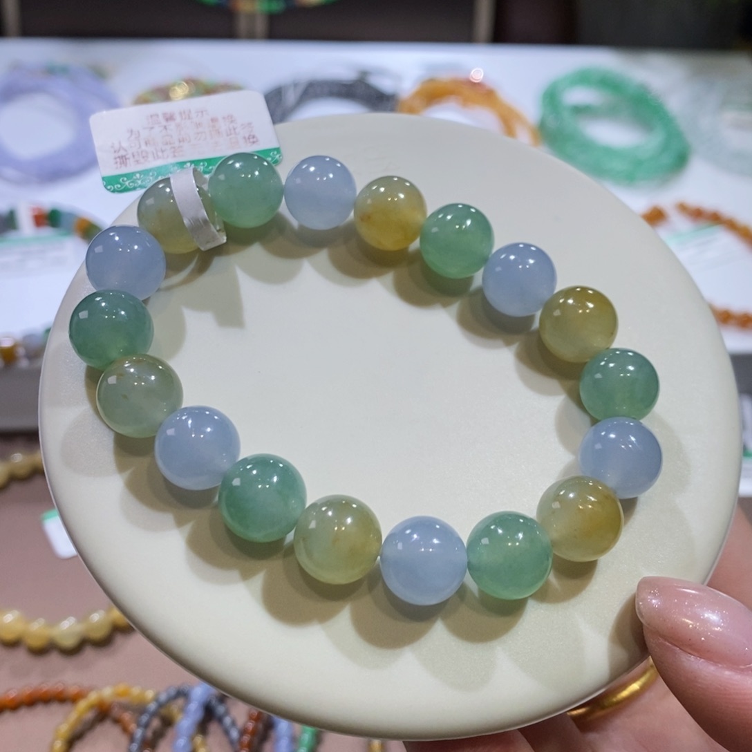 翡翠手链未镶嵌多宝福禄寿