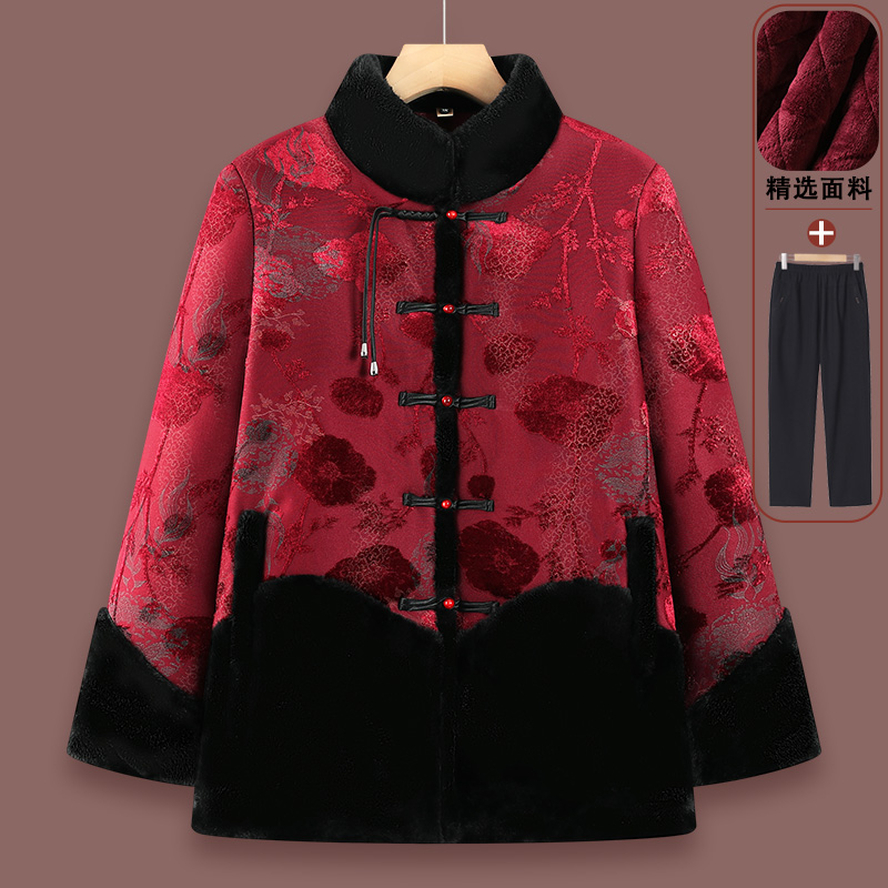 老年人冬装女国风棉衣奶奶加绒加厚保暖外套妈妈立领保暖加肥棉服