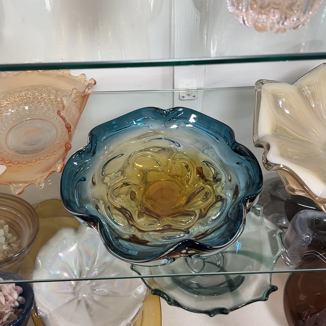 琉璃直径30蓝琥珀双拼琉璃花器