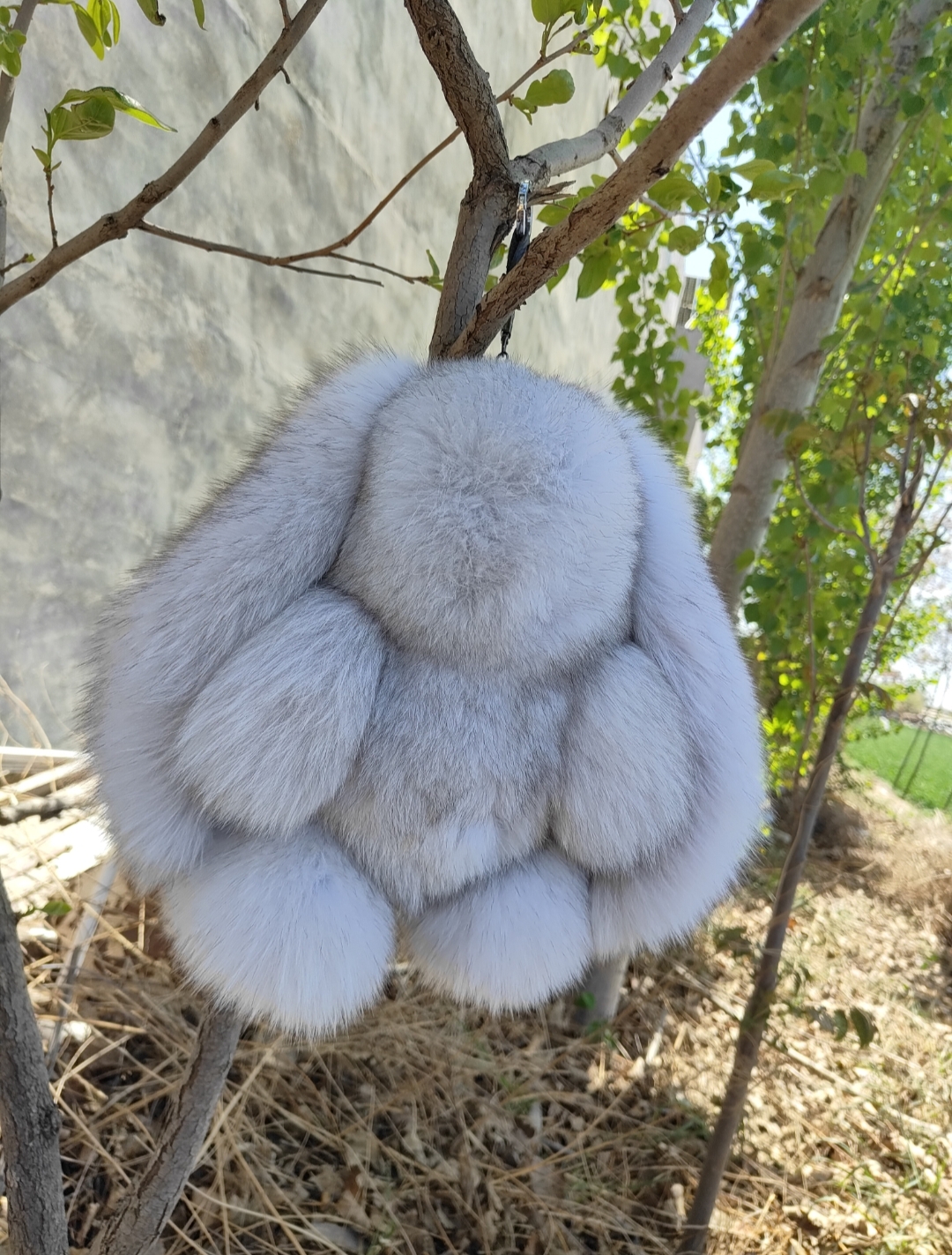 大号可爱皮草小兔子兔毛绒公仔整皮狐狸毛玩偶长耳朵轻奢礼物娃娃