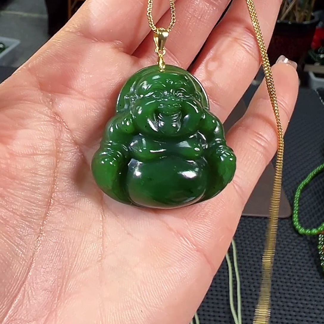 和田玉（碧玉）银S925镶嵌颈饰